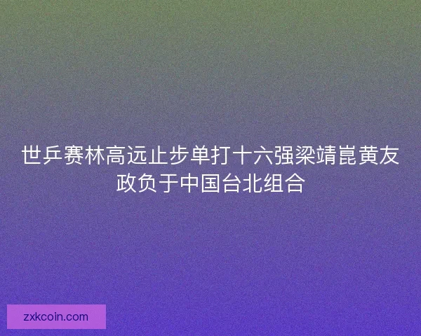 世乒赛林高远止步单打十六强梁靖崑黄友政负于中国台北组合