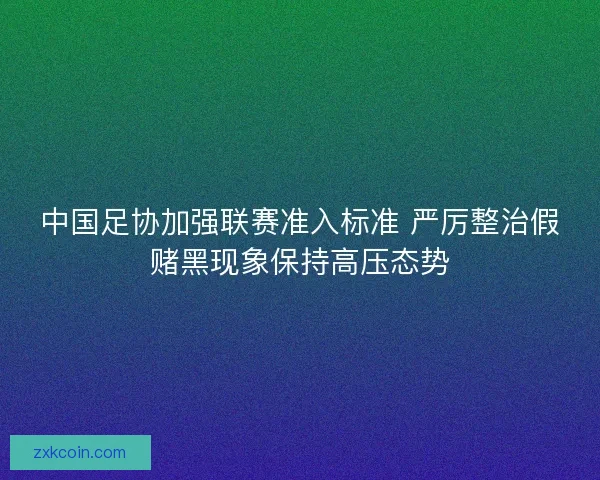中国足协加强联赛准入标准 严厉整治假赌黑现象保持高压态势